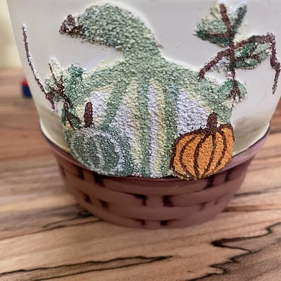Like New Small Round Ceramic Pumpkin Patch Pot - Picture 2 of 6